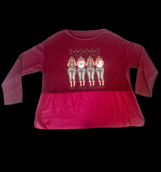 SISTAS STICK TOGETHER WOMEN'S LONG SLEEVE TOP + SPECIAL GIFT